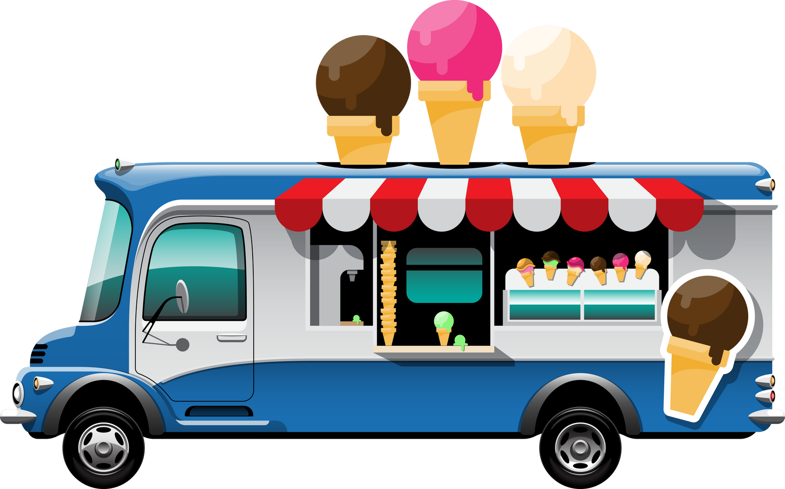 Cartoon food truck vehicle - Ice cream store